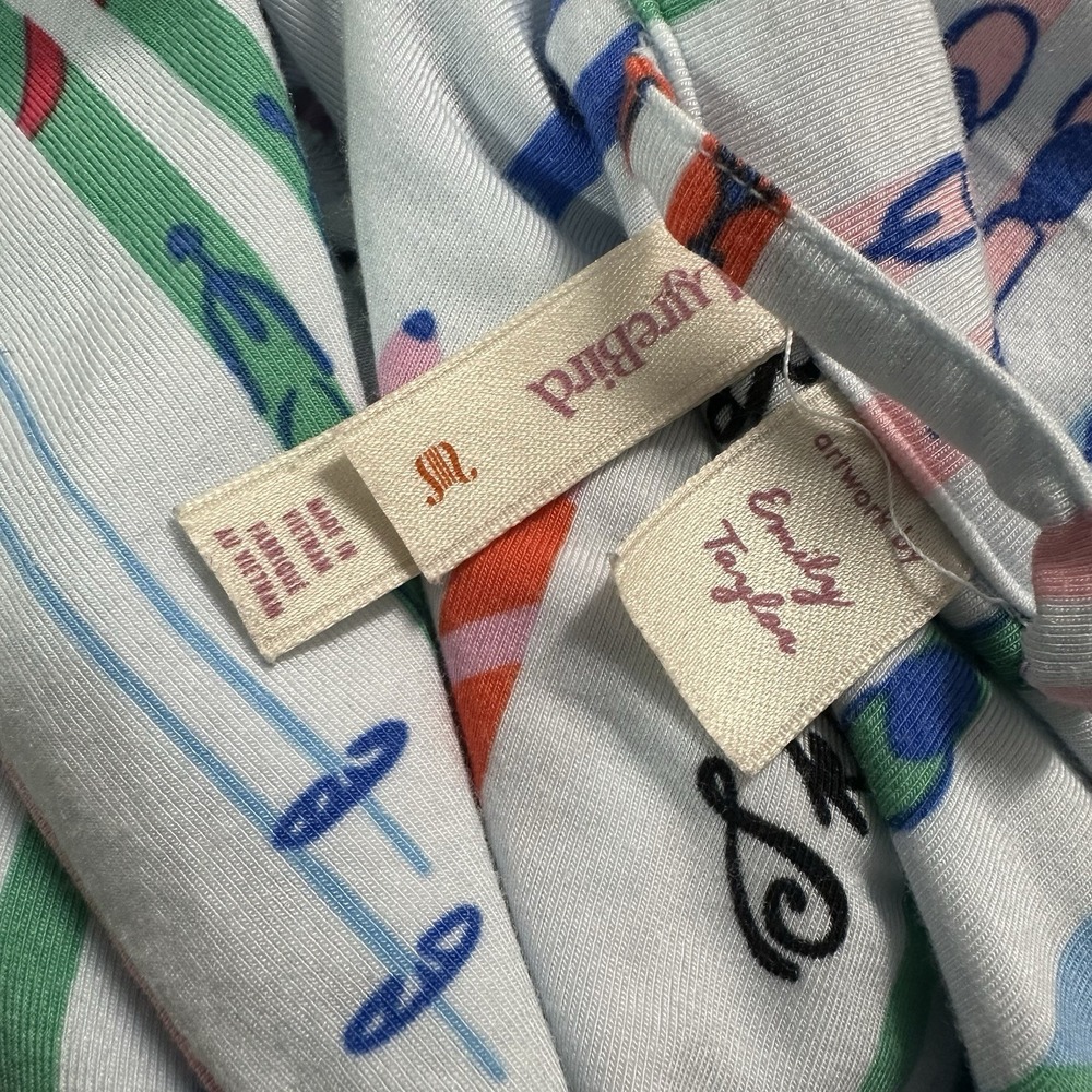 Lyre Bird Anthropologie Womens Pajama Top Long Sleeve Size Small Ski Print - Picture 4 of 4